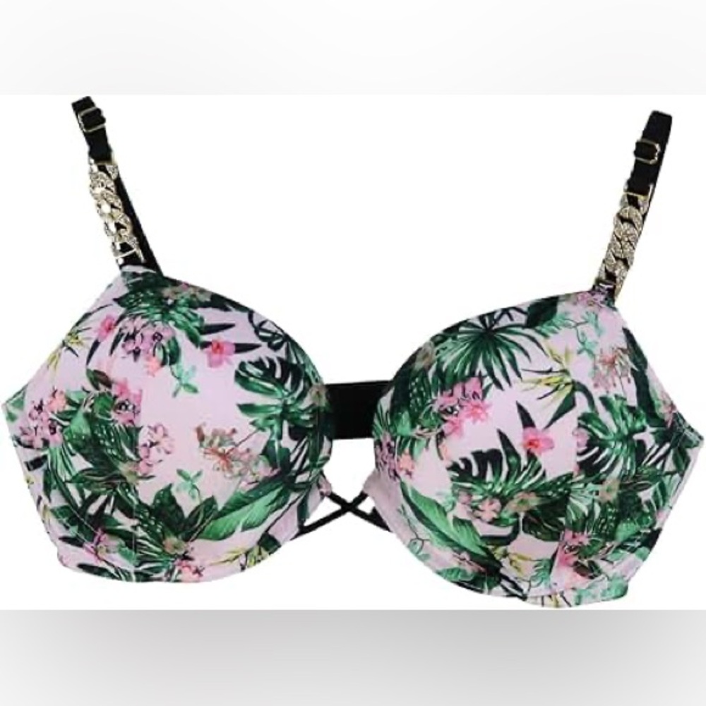 Victoria's Secret tropical pink and green bra